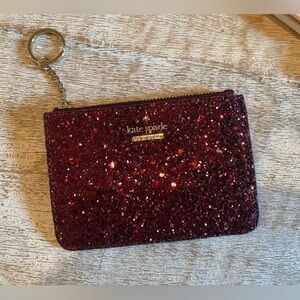 Kate spade glitter laurel way deep plum bitsy wallet cardholder ✨
